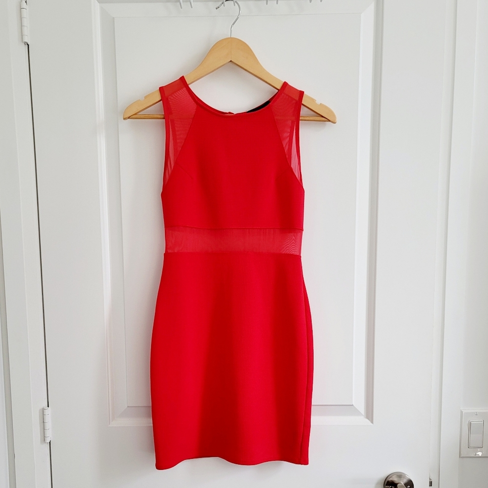 M Boutique Red-Orange Bodycon Mini Dress
